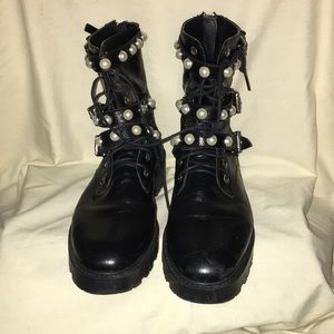 Zara pearl combat boots